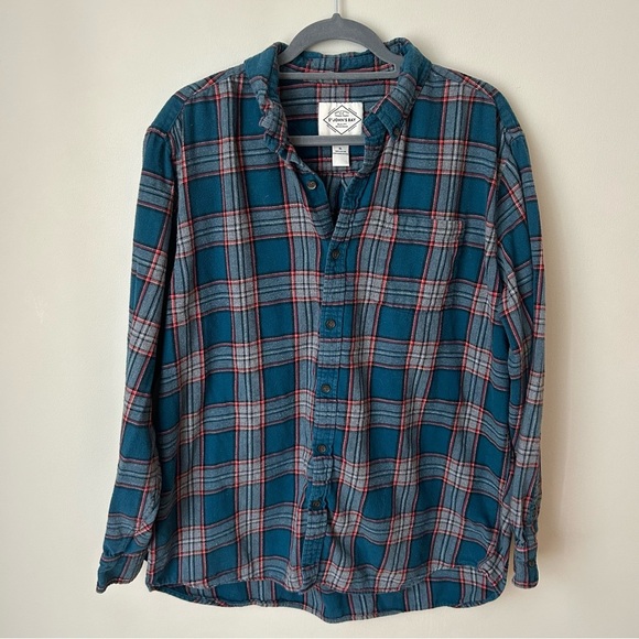 St. John’s Bay Men’s Blue Plaid Button Down Collared Flannel Shirt Size XL - Picture 1 of 4